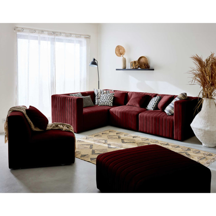 Nova - module d'assise droit - en velours - Rouge