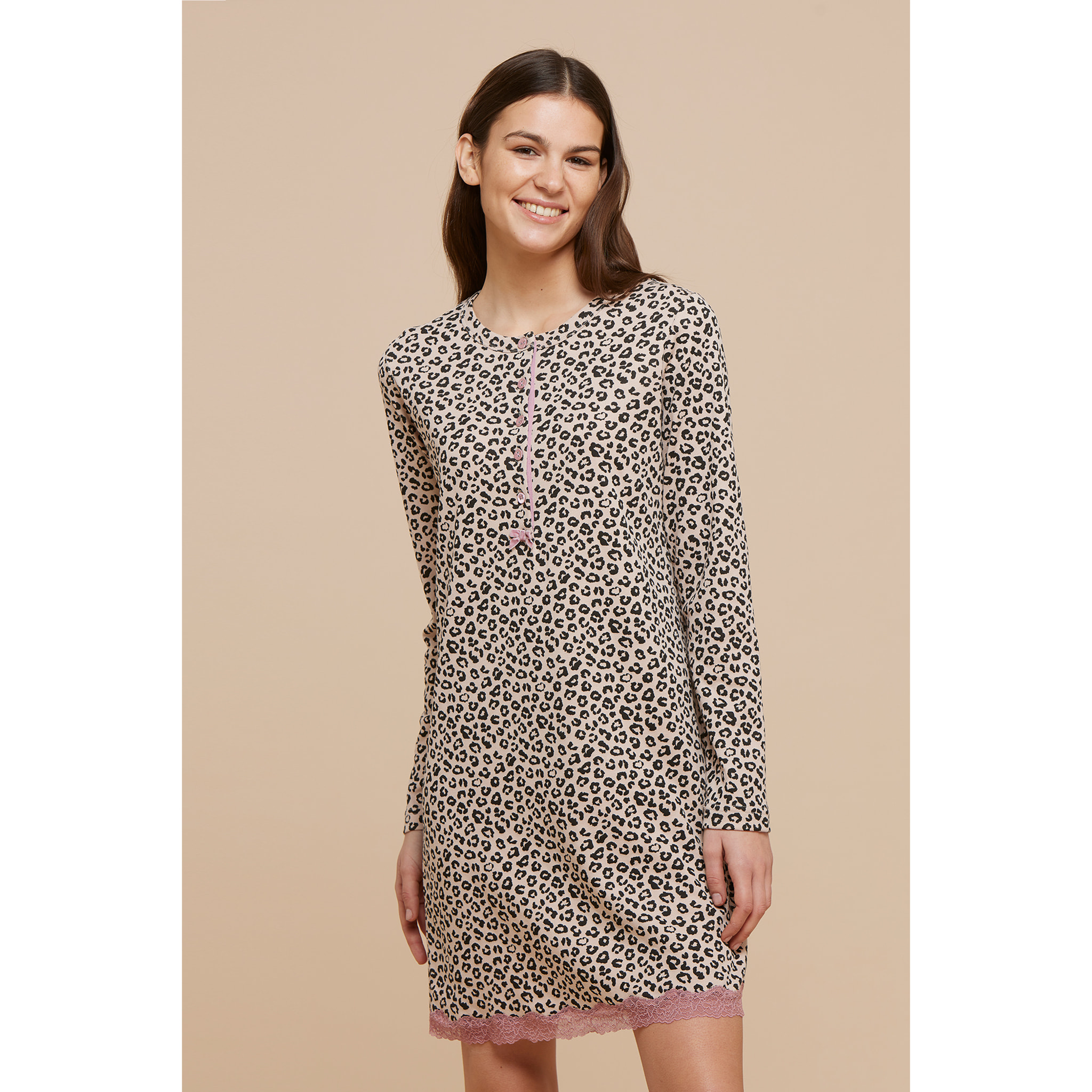 Camicia da notte caldo cotone cuore ghepardo Noidinotte