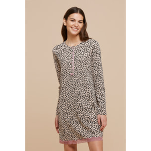 Camicia da notte caldo cotone cuore ghepardo Noidinotte