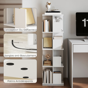 Bibliothèque rotative 4 niveaux 16 compartiments dim. 39x39x128cm blanc