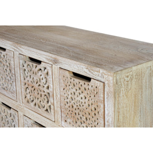 Cómoda de Madera de Mango 112 Cm Estilo Étnico Boho Tallado