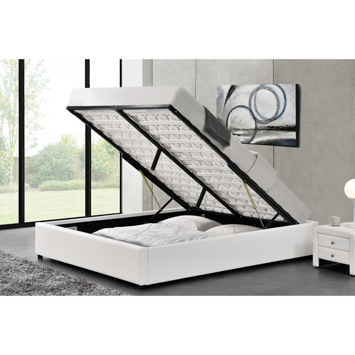 Lit coffre 160 x 200 cm blanc SALAMANQUE