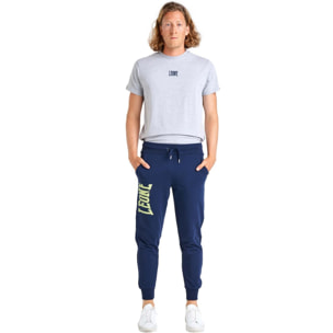 Pantalones básicos de hombre Leone con logo grande en algodón sin cepillar.