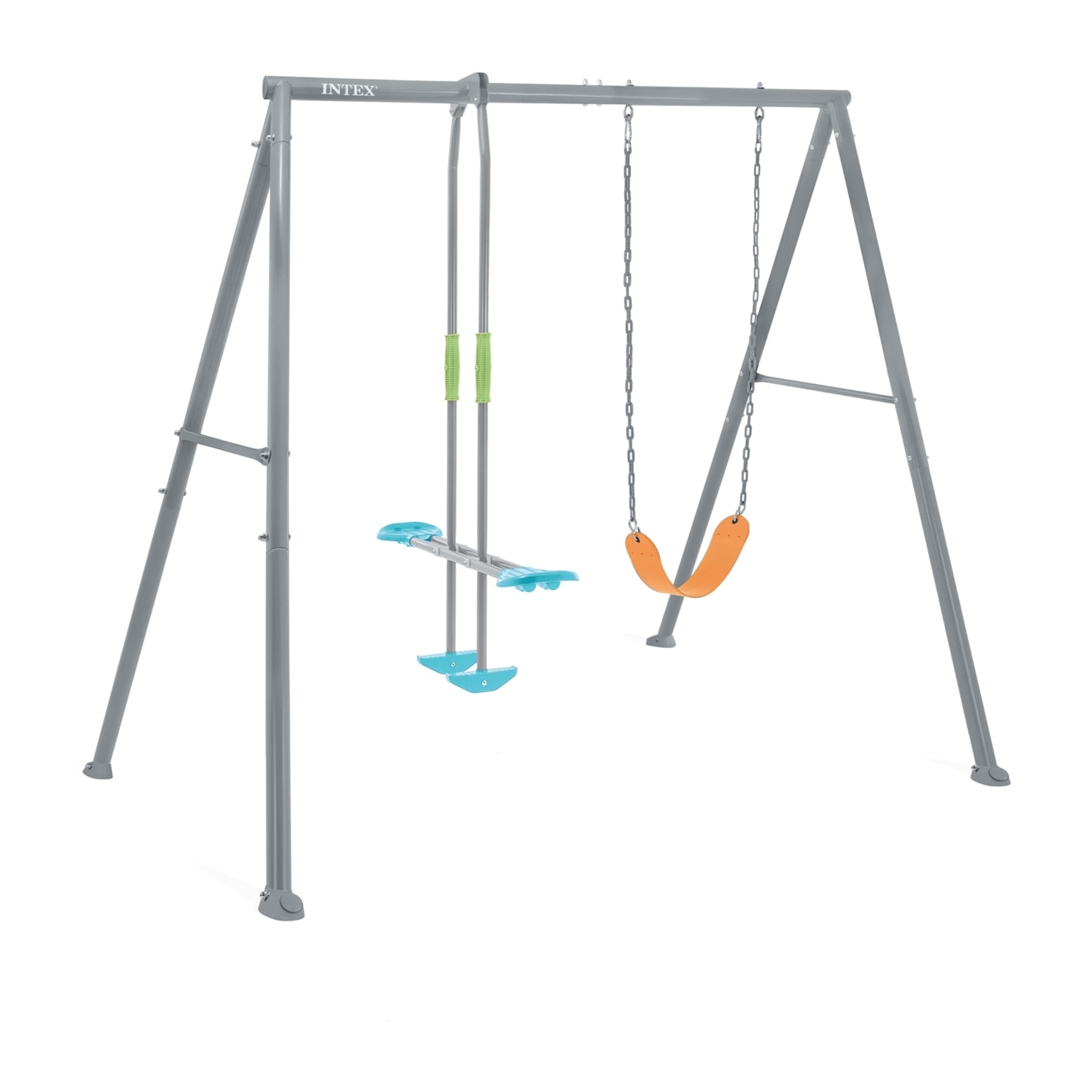Intex Altalena Swing Set Grigia, Seggiolino e Dondolo, 249x249x203 cm