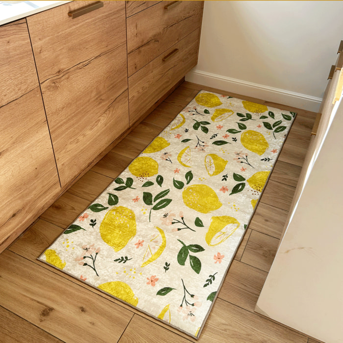 STAMPA - Tapis de cuisine lavable à motif citron - Jaune