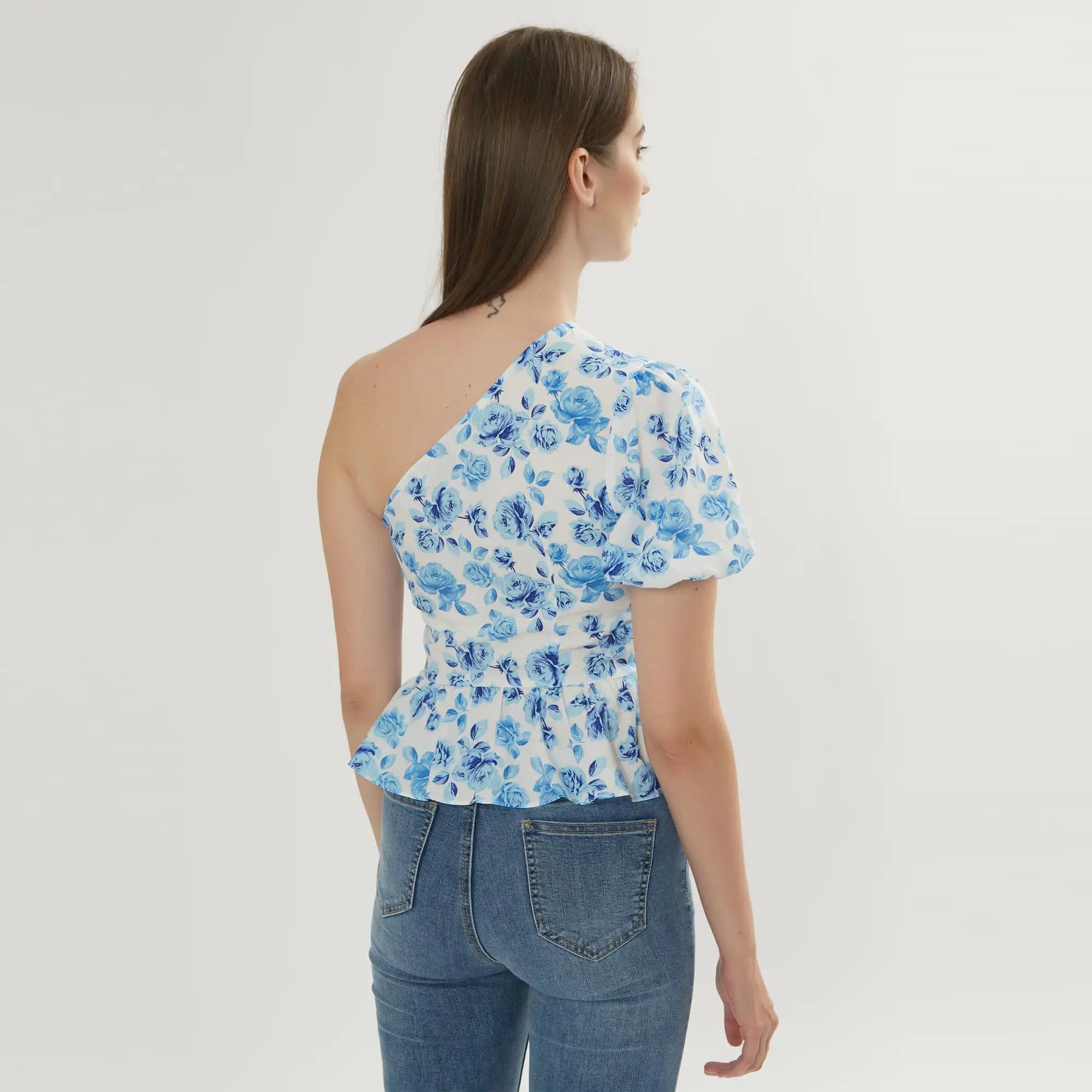 TOP BLUSA PEPLO FLOREALE MONOSPALLA