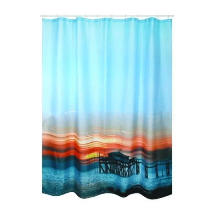 Rideau de douche Polyester 180x200cm Motif Sunset - Anneaux inclus MSV