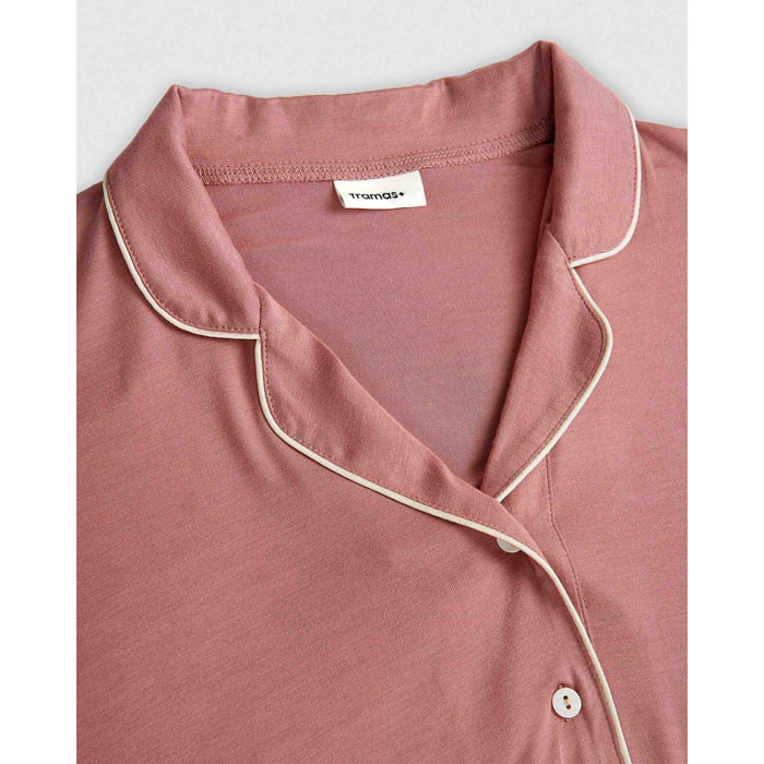 Camicia da notte in maglia di viscosa per donna, rosa malva