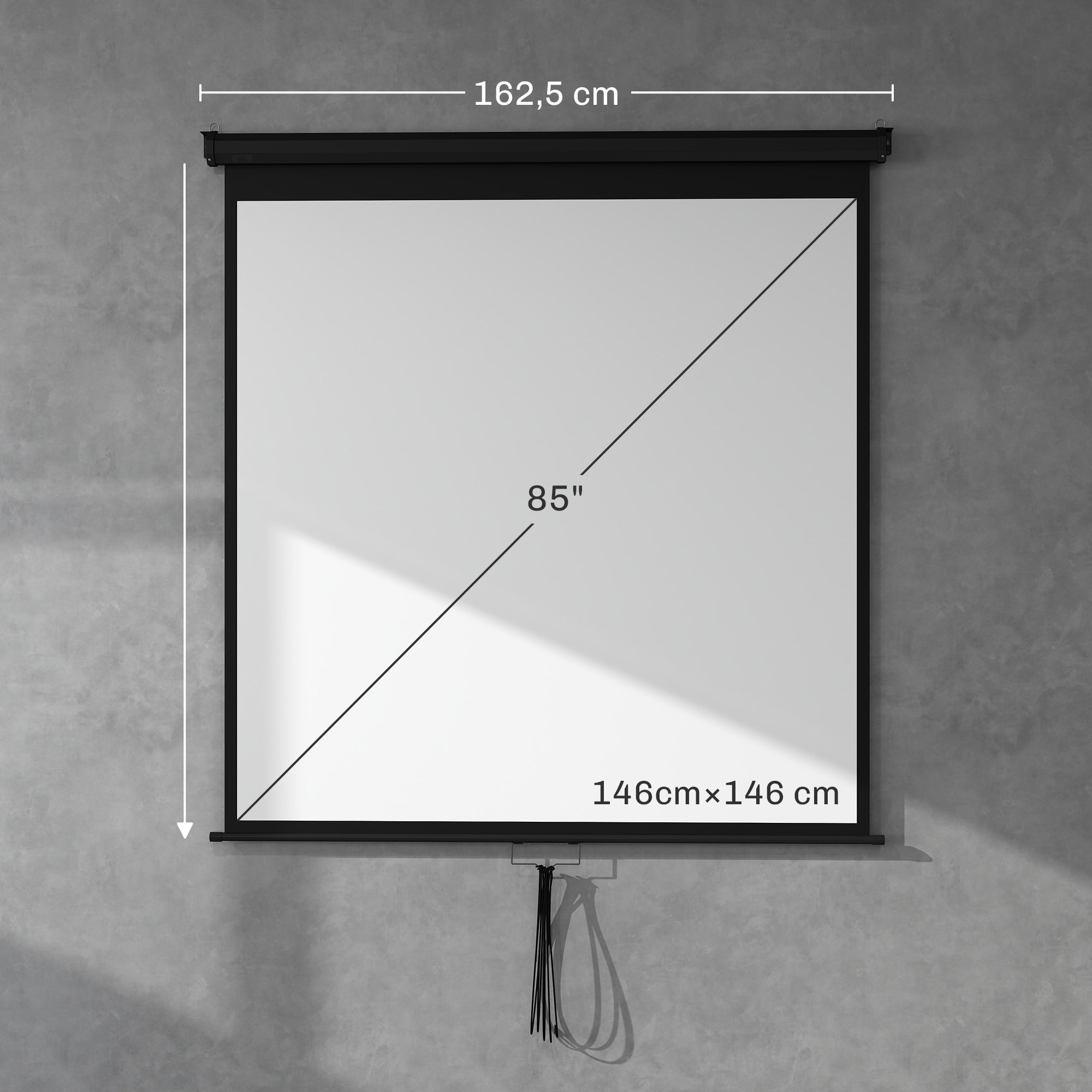 Écran de projection home-cinéma TV format 1:1 85 pouces 4K HD métal PVC noir