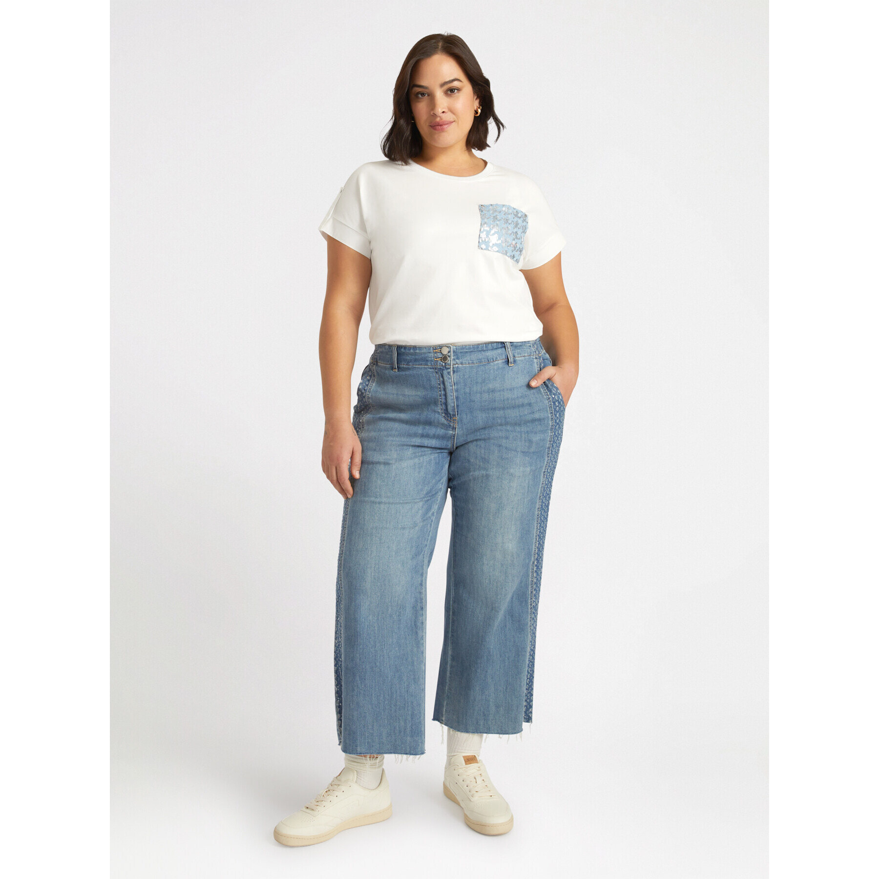 Fiorella Rubino - Camiseta con bolsillo bordado - Blanco