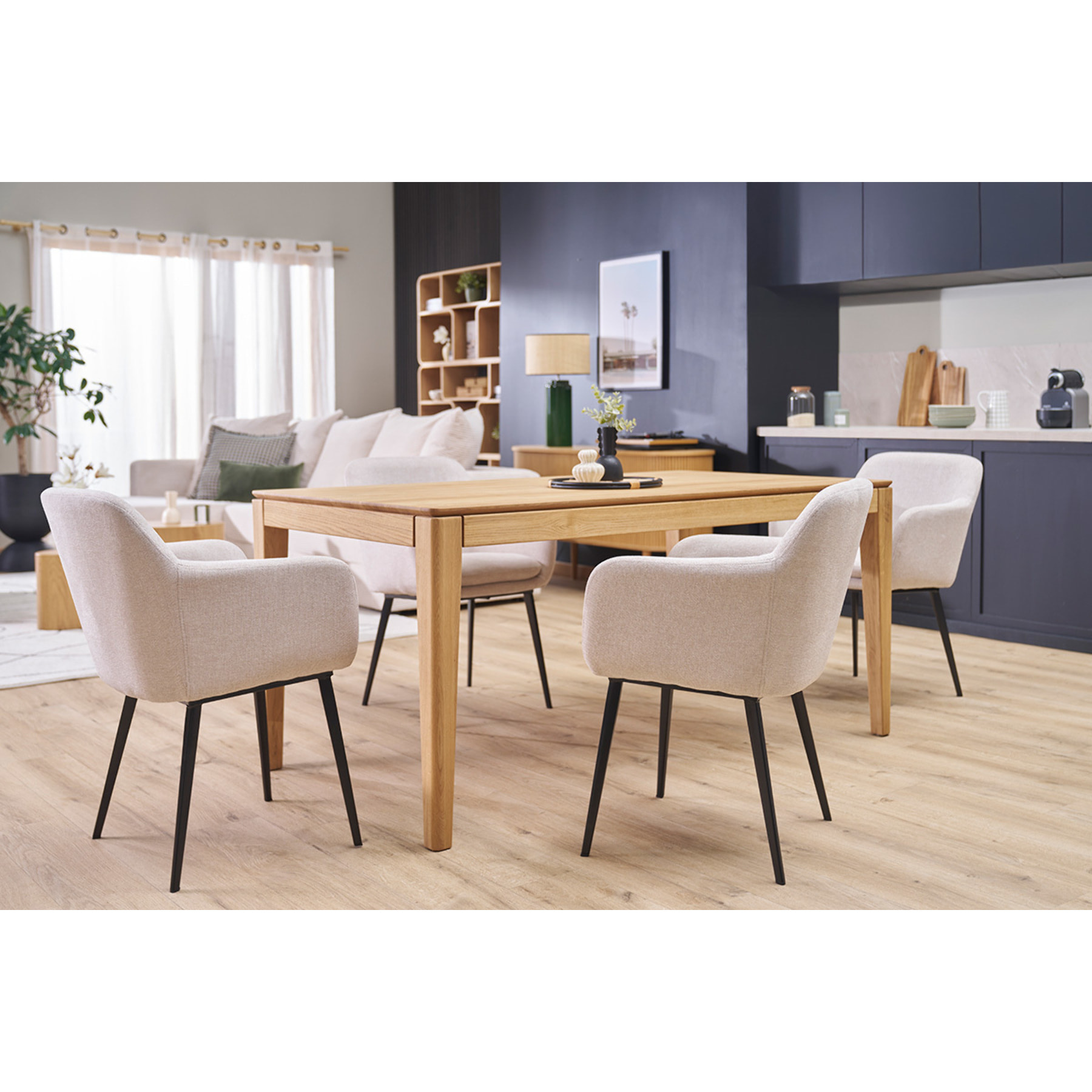 Chaises en tissu velours bleu pétrole et métal noir (lot de 2) AMIKA