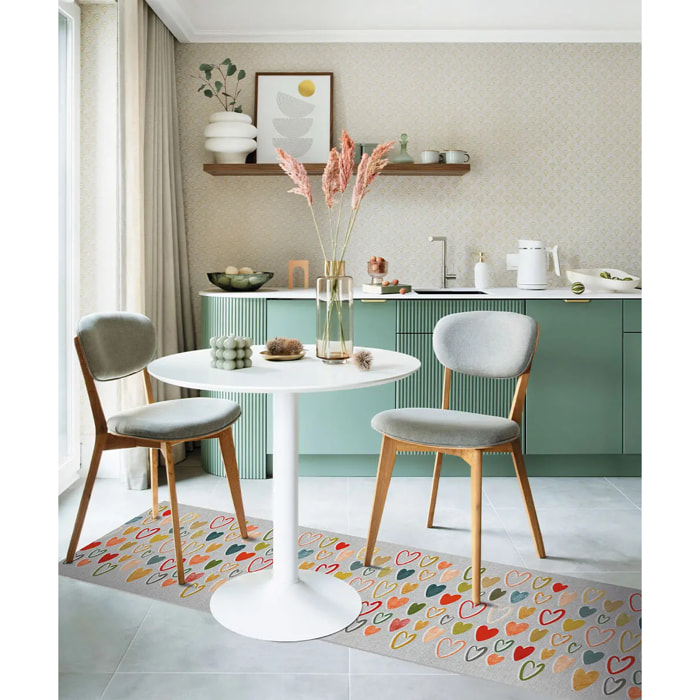 Passatoia tappeto cucina bagno ingresso multiuso, disegno cuori multicolore