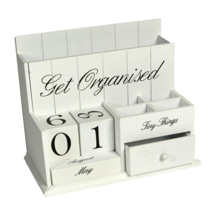 Portatutto da scrivania in legno bianco cm28x16h21