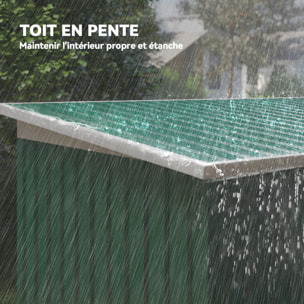 Abri de jardin - remise pour outils - cabanon portes verrouillables - dim. 2,8L x 1,3l x 1,72H m - tôle d'acier vert blanc