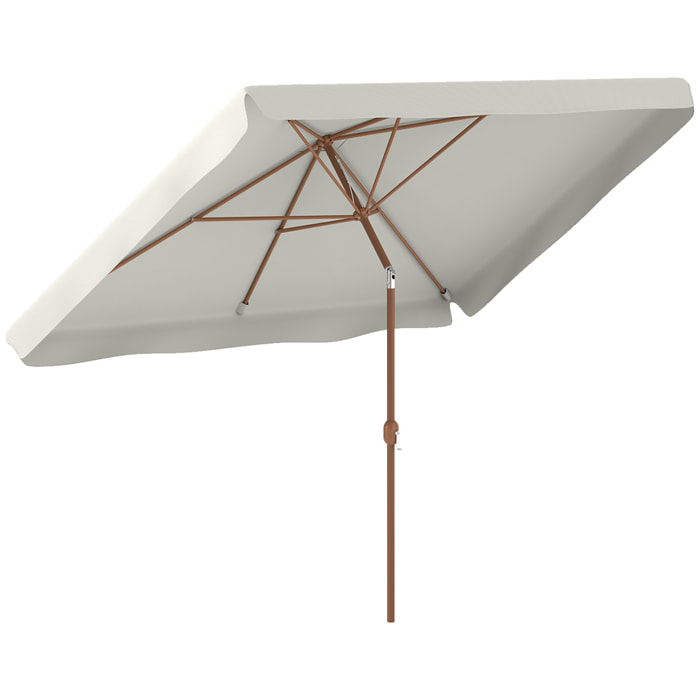 Sombrilla de Terraza Exterior 300x200 cm Parasol de Terraza Exterior con Ángulo Ajustable Mástil de Aluminio Manivela y Protección UV 50+ Sombrilla para Jardín Patio Crema
