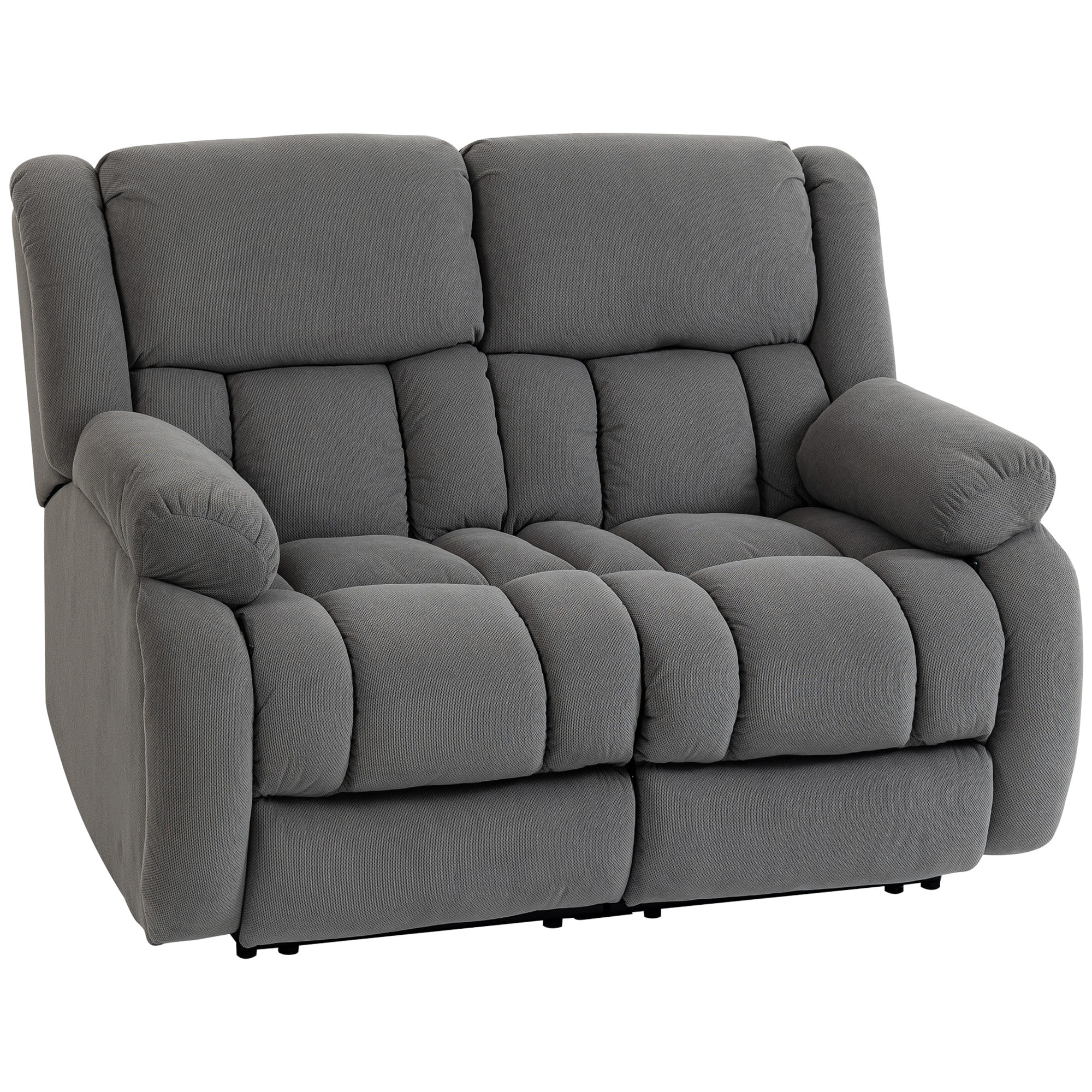Sillón 2 Plazas Relax Reclinable Manual, Ajuste Separado, Sillón Relax Tapizado en Terciopelo, Reposapiés Ajustable, Asiento Amplio, Muelles, Acolchado Grueso, Sofá Reclinable hasta 135Âº, Gris
