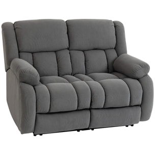 Sillón 2 Plazas Relax Reclinable Manual, Ajuste Separado, Sillón Relax Tapizado en Terciopelo, Reposapiés Ajustable, Asiento Amplio, Muelles, Acolchado Grueso, Sofá Reclinable hasta 135Âº, Gris
