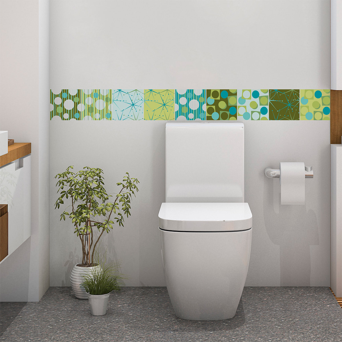 Stickers muraux - Sticker Mural Carrelage adhésif Cuisine Salle de Bain - 9 STICKERS CARREAUX DE CIMENT SCANDINAVE FLISER