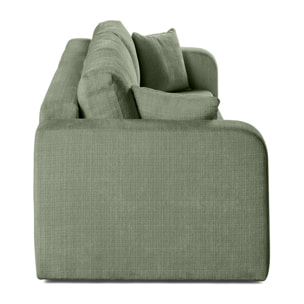 Miro - canapé droit 3 places - convertible avec coffre - en velours texturé - Vert sauge