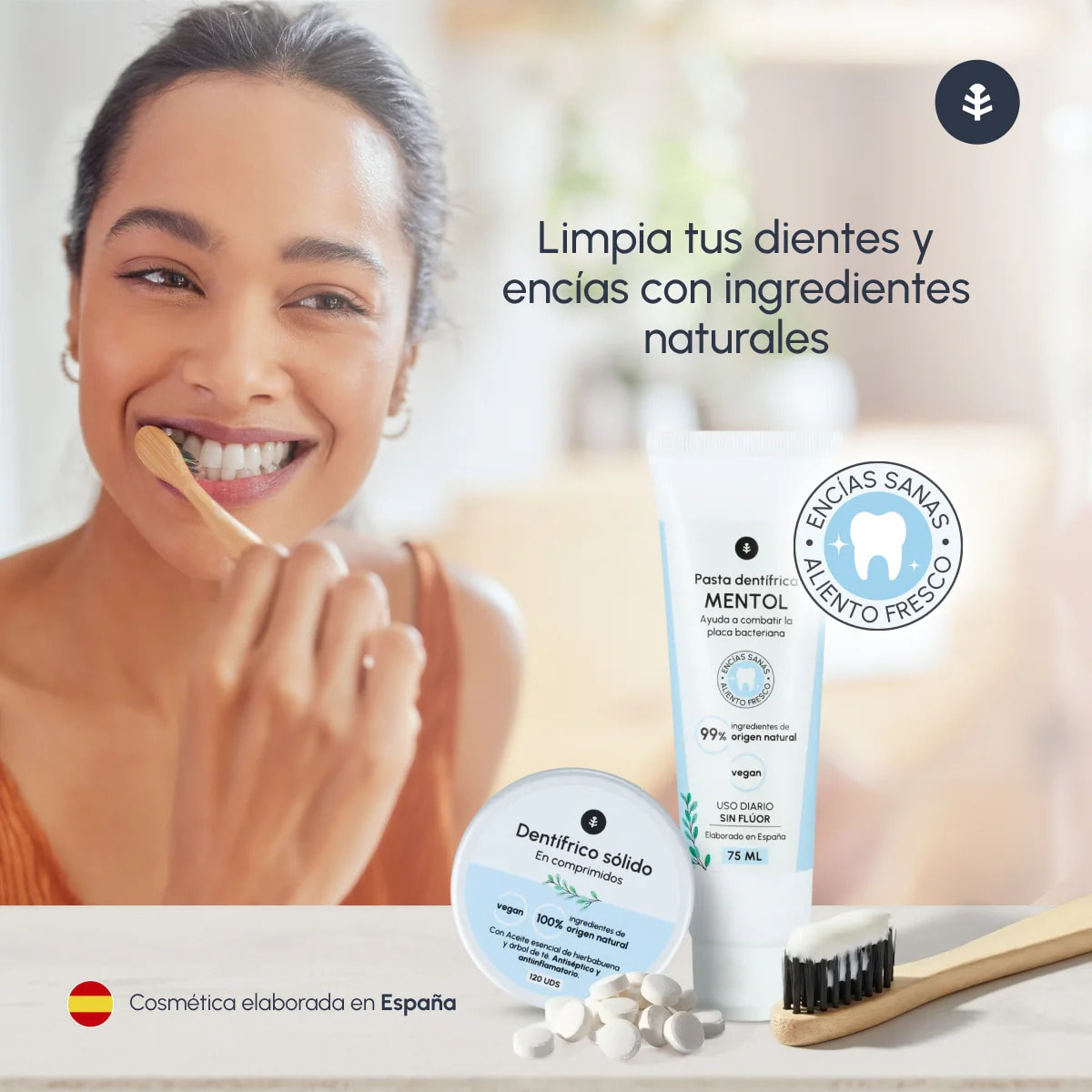 Pasta de dientes sin flúor sólida Planeta Huerto 120 tabletas