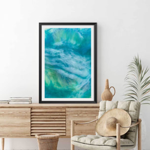 Poster bleu nebuleux Affiche sous cadre noir