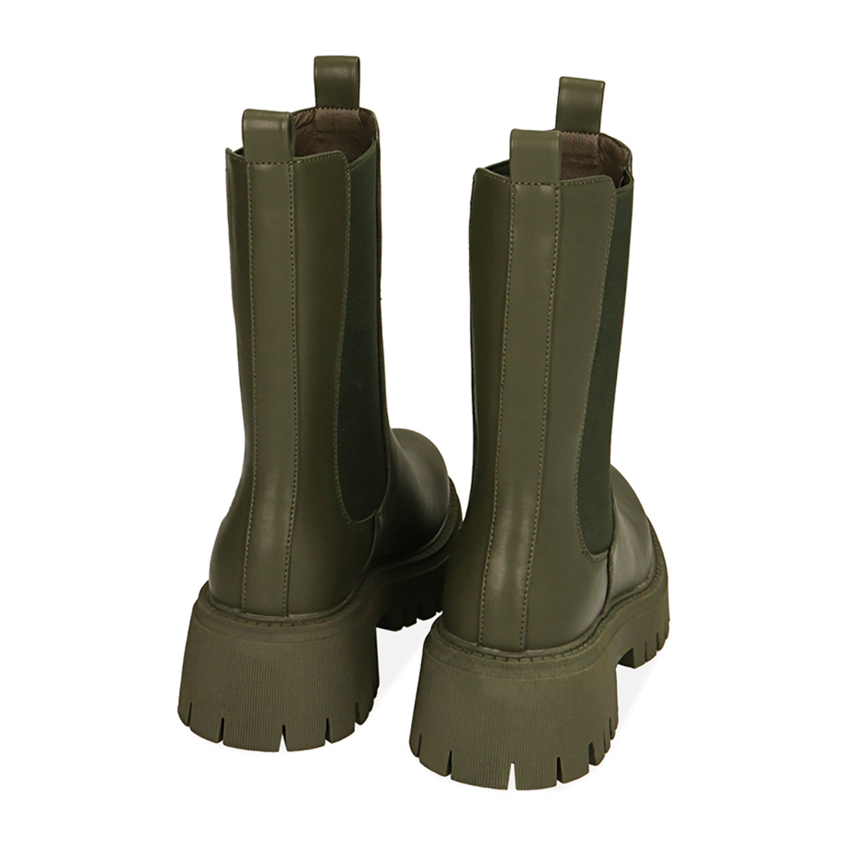 Chelsea boots verde militare, tacco 5,5 cm
