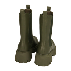 Chelsea boots verde militare, tacco 5,5 cm