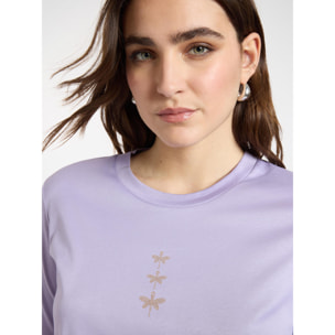 Elena Mirò - Camiseta de algodón con libélulas - Violeta