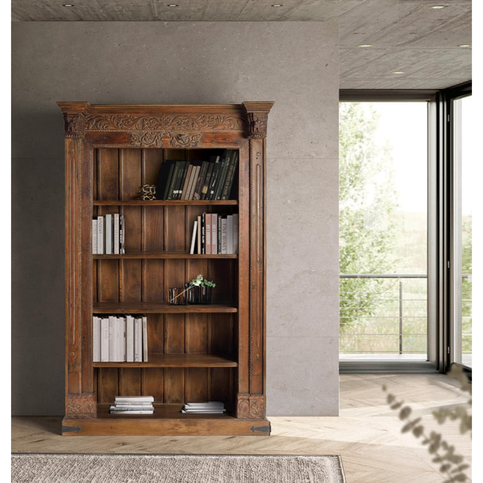 Librería de Madera de Mango 142 Cm Estilo Rústico Contemporáneo