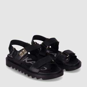 Sandalias - Negro - Tacón: Bajo