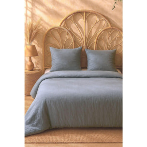 Parure housse de couette gaze de microfibre bleu petrole