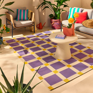 POSITANO - Tapis intérieur/extérieur à motif damier violet