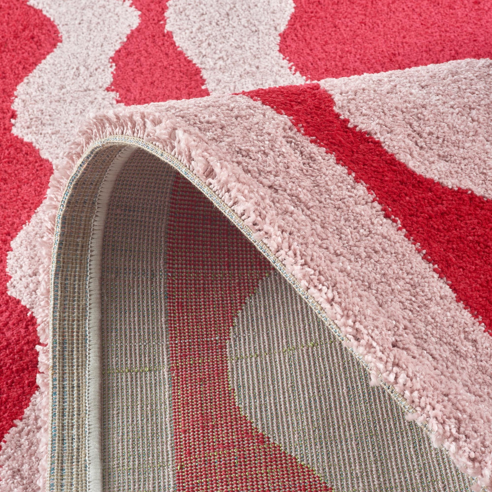 GROOVY - Tapis coloré style seventies - Confortable et moelleux - Rouge