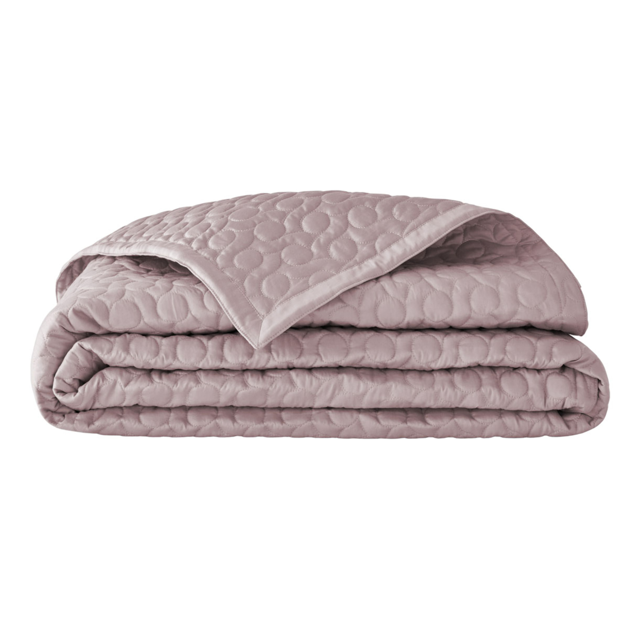 Couvre-lit matelassé uni en satin de coton bio, POESIE, Rose