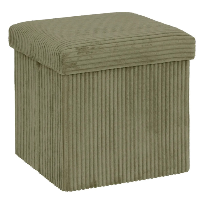 Pouf pliant Arum vert Kaki 38x38cm