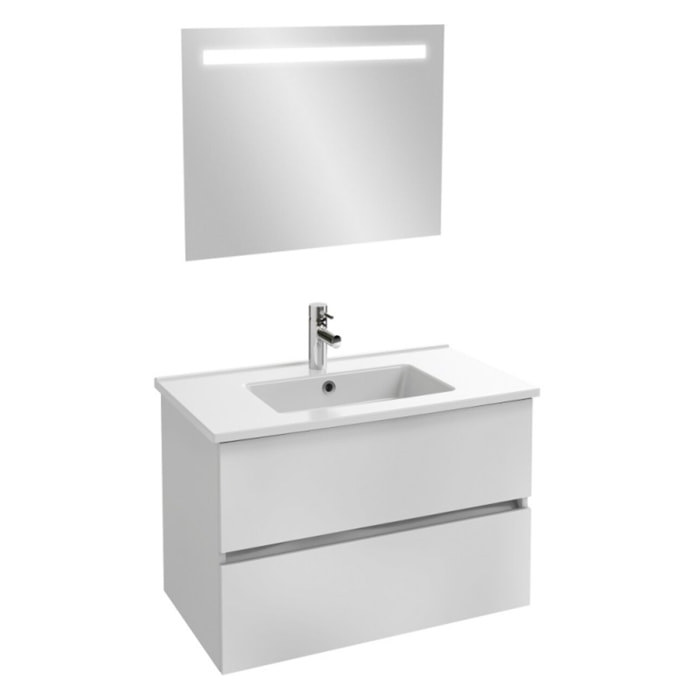 Meuble vasque Tolbiac blanc + miroir led