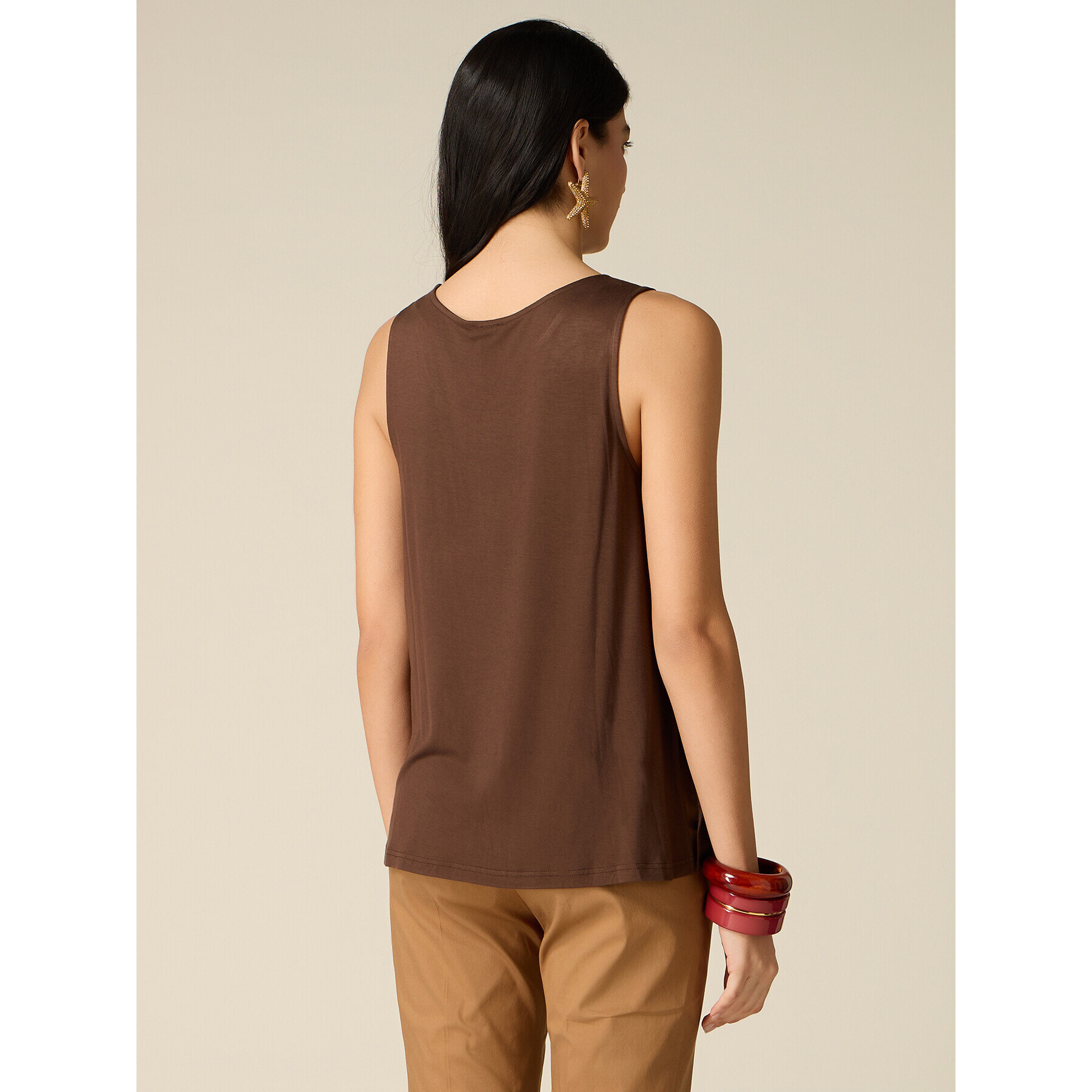 Oltre - Top bimaterico - Marrone