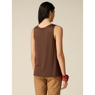 Oltre - Top bimaterico - Marrone