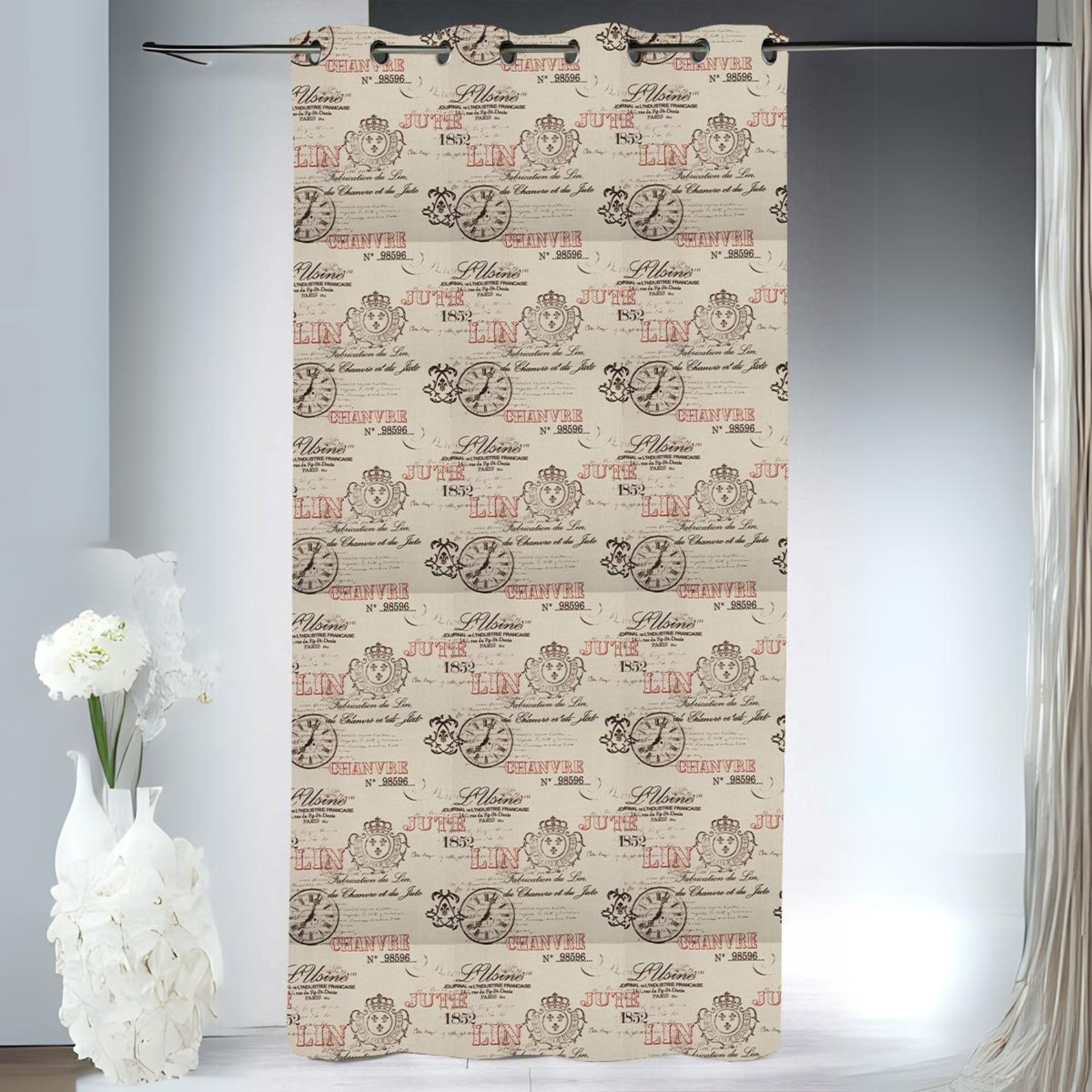 Rideau obscurcissant impression 'usine' - Beige