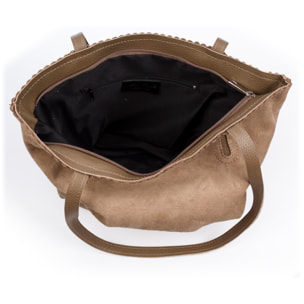 Bellino Borsa Tote Donna. Pelle autentica Camoscio e Dollaro.