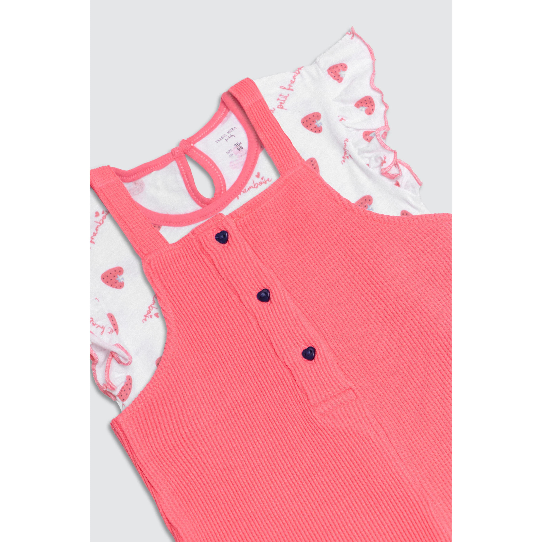 Set per neonati: maglietta a maniche corte e salopette Raspberry