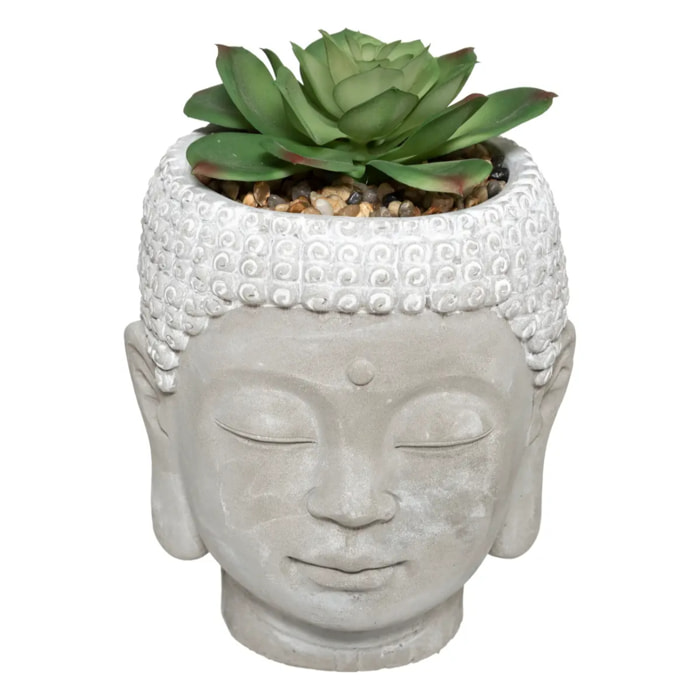 Plante artificielle Bouddha pot ciment H13,5cm
