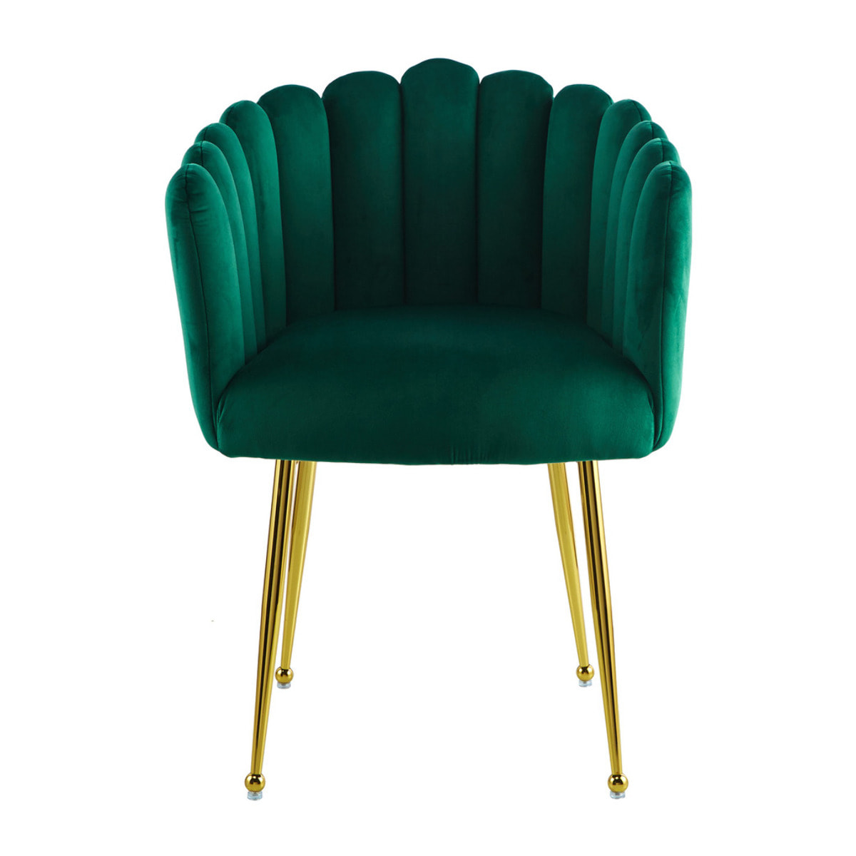 Sedia di design Muna in velluto verde con gambe dorate