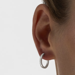 Pendientes de 12mm de diámetro con Circonita Brillante acabado plata