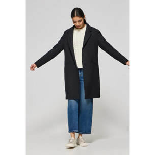 Cappotto Kate abbottonato nero con particolari Polo Club