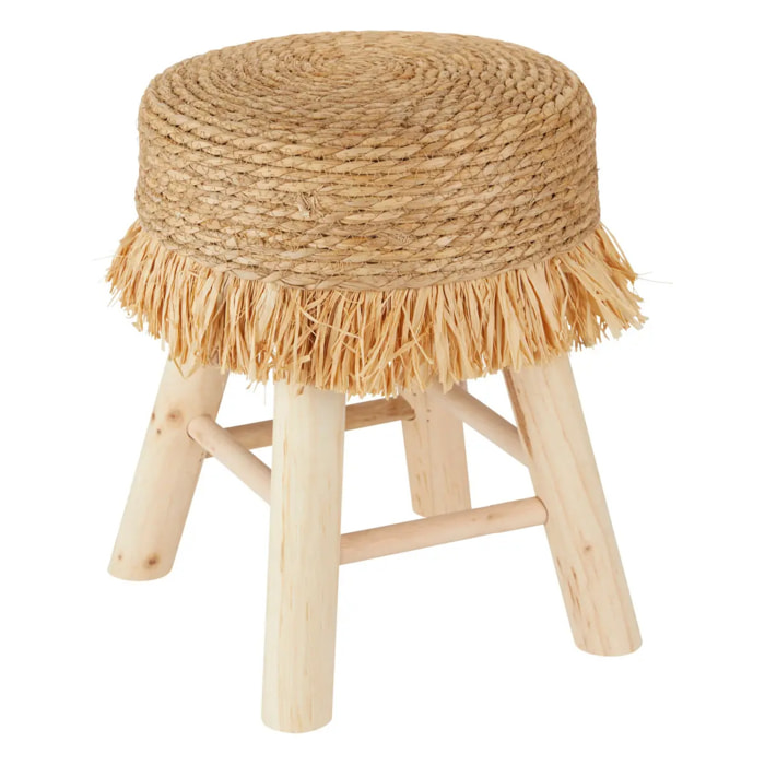 Tabouret "Gimpo" pin beige D30x40cm