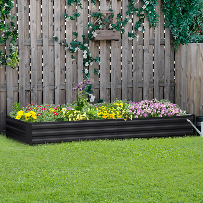 Jardinera Elevada de Acero Galvanizado Huerto Urbano para Cultivar Plantas Flores Hierba Macetero Grande Exterior Rectangular con Fondo Abierto 241x90,5x30 cm Gris