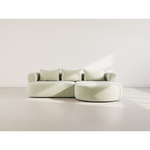 Angela - canapé d'angle droit 4 places en velours texturé - Vert sauge