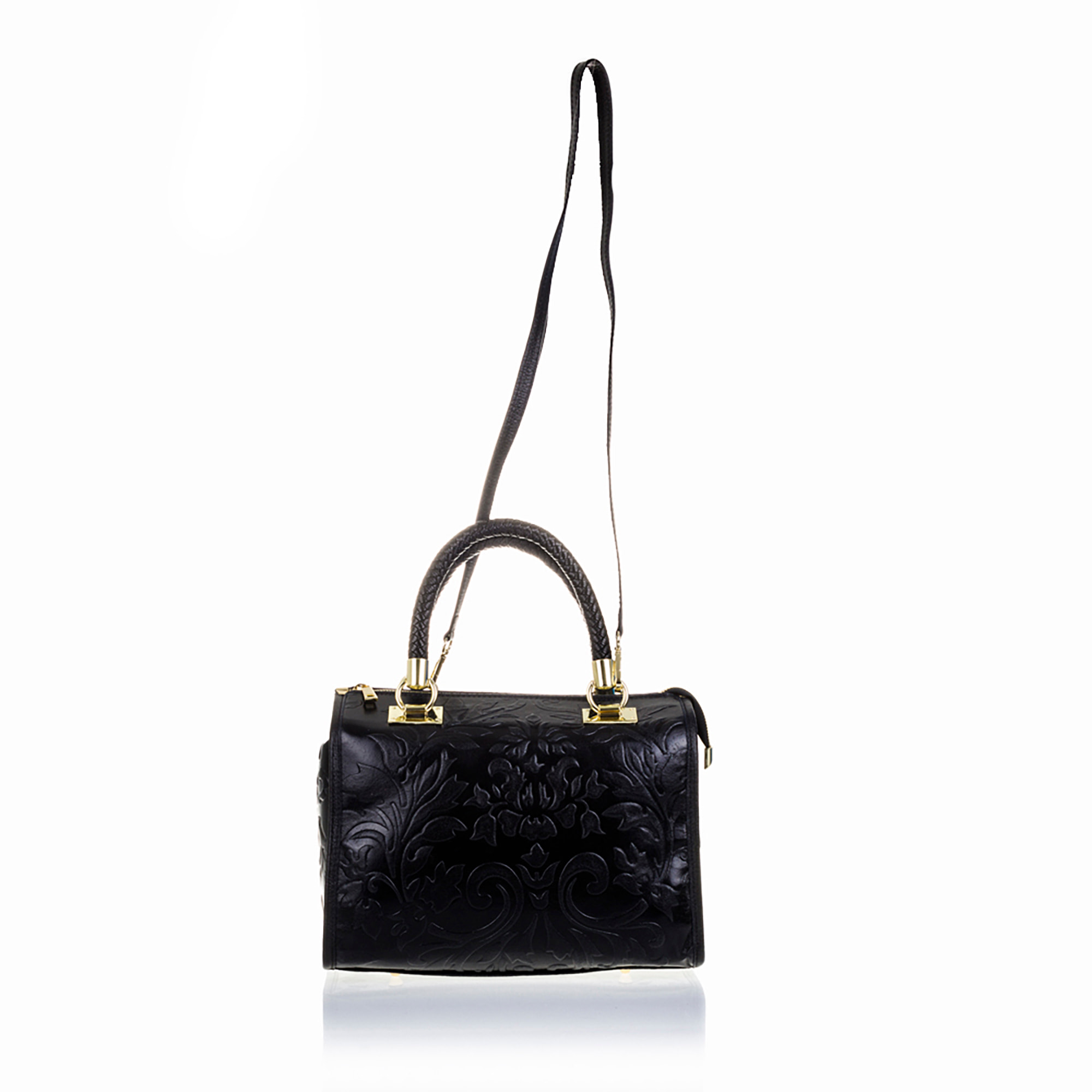 Faenza Borsa tote Donna.Pelle autentica Camoscio Incisione Fiori