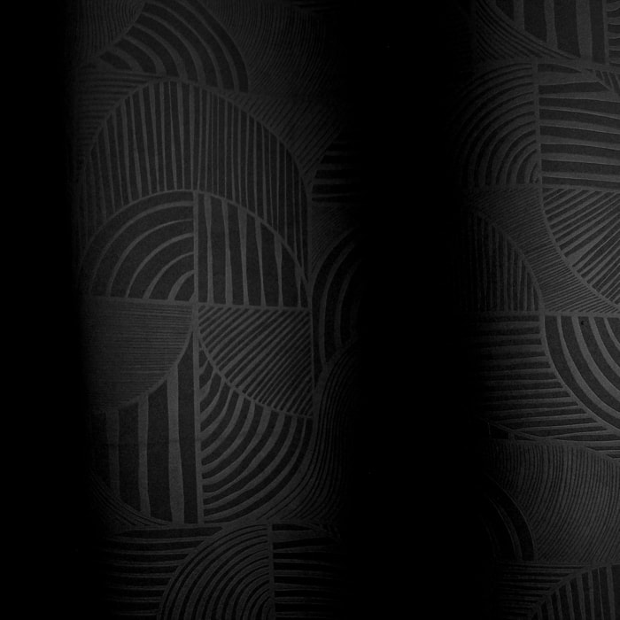 Rideau à oeillets occultant imprimé géométrique - Noir